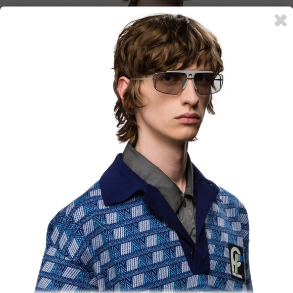 PRADA RUNWAY Steel & Black SquareTop Bar Sunglasses NWT - Picture 2 of 8